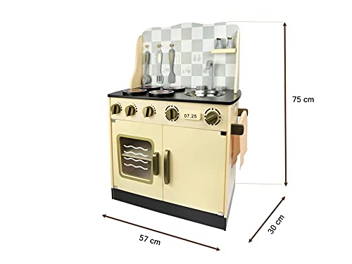 Leomark Cuisine Vintage in legno, giocattolo per bambini, gioco d'imitazione, educazione tavola divertimento, accessori da cucina, dimensioni: 59cm x 30cm x 75 cm (LxPxA) - immagine 10