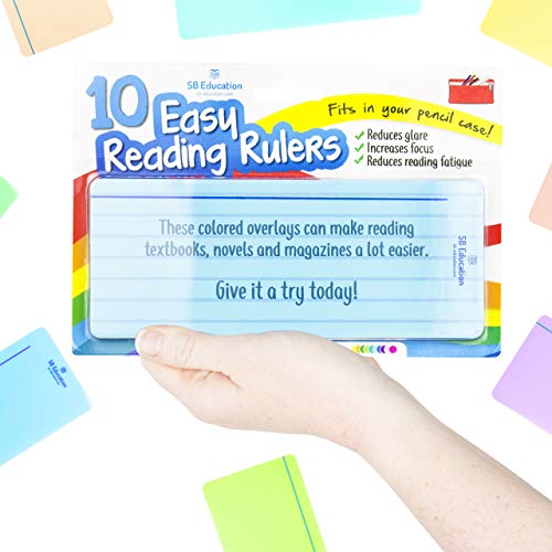 Luigi's 10 strisce di lettura per dislessia con sovrapposizioni colorate di colore. Regole di monitoraggio dell'aiuto alla lettura per dislessico Irlens, ADHD e stress visivo. - immagine 3