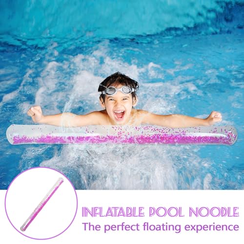 MMDOCO 1 tagliatella gonfiabile per piscina, 1,4 m, con glitter, per bambini e adulti, galleggianti gonfiabili per piscina, per giochi di sport acquatici (viola) - immagine 4