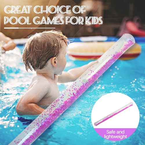 MMDOCO 1 tagliatella gonfiabile per piscina, 1,4 m, con glitter, per bambini e adulti, galleggianti gonfiabili per piscina, per giochi di sport acquatici (viola) - immagine 5