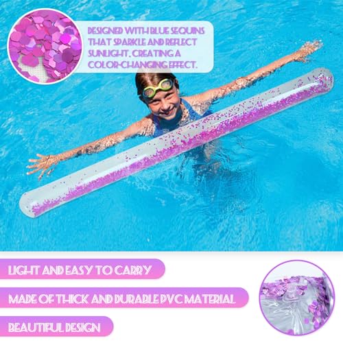 MMDOCO 1 tagliatella gonfiabile per piscina, 1,4 m, con glitter, per bambini e adulti, galleggianti gonfiabili per piscina, per giochi di sport acquatici (viola) - immagine 6