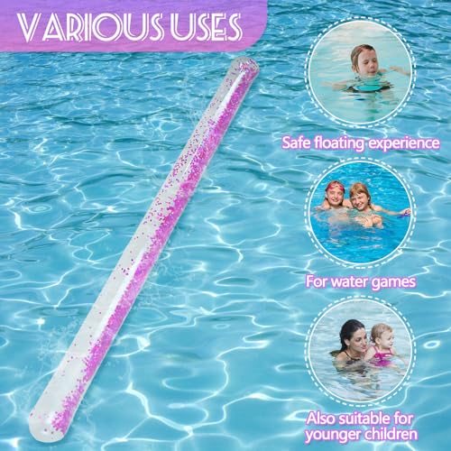 MMDOCO 1 tagliatella gonfiabile per piscina, 1,4 m, con glitter, per bambini e adulti, galleggianti gonfiabili per piscina, per giochi di sport acquatici (viola) - immagine 7