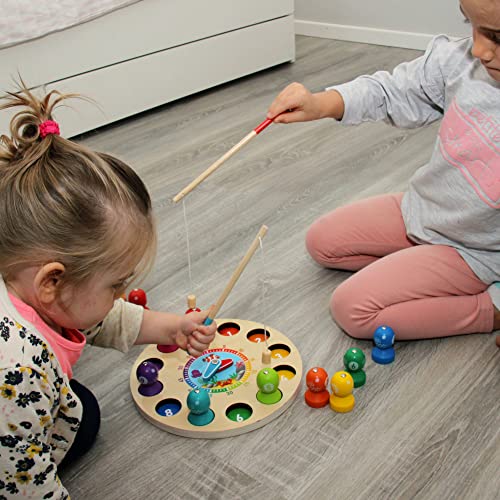 Max & Lea-Clockboard Imparare a Leggere l'ora, Giochi Legno, Magnetico per la Pesca, educativo, Giocattolo per Migliorare Le capacità motorie, Bambini da 1 a 6 Anni, Colore Marrone, 24 cm x 24 cm - immagine 8