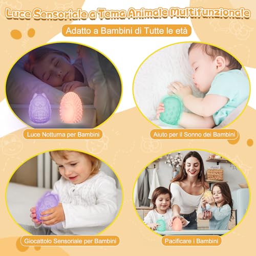 NYOBABE Montessori Giochi Sensoriali 1-6 Anni,Luci Sensoriali Animali -4 Strutture e 7 Luci Colorate,Antistress Giochi Autismo e ADHD,Luce Notturna Bambini,Regali di Giocattoli Montessori per Bambini - immagine 3