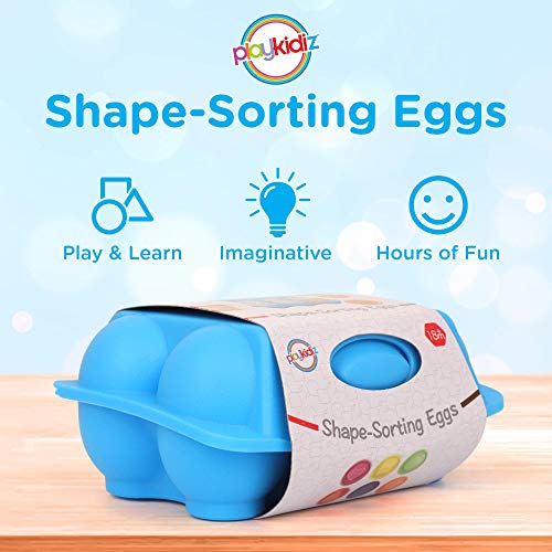 Playkidz Uova per smistare le forme - Giocattolo evolutivo ed educativo - Mezza dozzina (6) pezzi da mescolare e abbinare colore o forma - Consigliato a partire dai 18 mesi - immagine 3