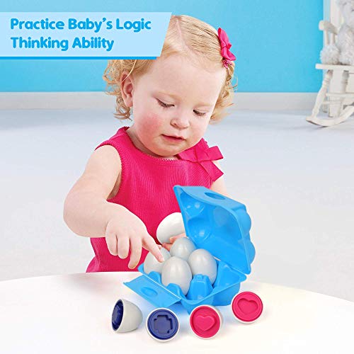 Playkidz Uova per smistare le forme - Giocattolo evolutivo ed educativo - Mezza dozzina (6) pezzi da mescolare e abbinare colore o forma - Consigliato a partire dai 18 mesi - immagine 5