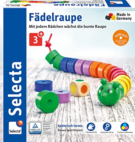 Selecta - Gioco con bruco e dadi, da infilare, in legno, 63005