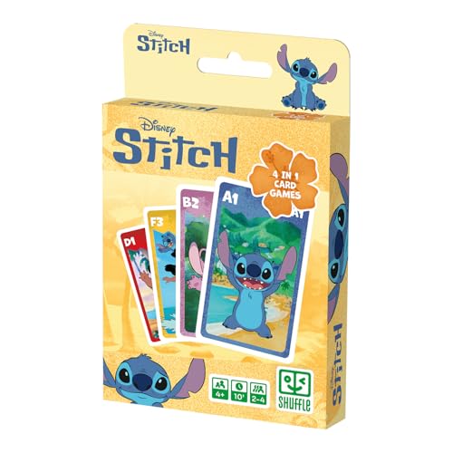 Shuffle – Gioco di carte 4 in 1 Stitch - 7 famiglie, battaglia, memo e azione - Gioco di carte Disney Lilo & Stitch per bambini, famiglia e amici - a partire da 4 anni, a partire da 2 giocatori - immagine 4