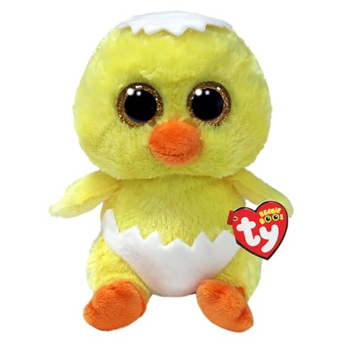Ty Beanie Boos - Peetie il Pulcino Pasquale con Occhioni Dorati Glitter, Il peluche con gli occhi grandi scintillanti, 15 Cm, T37343