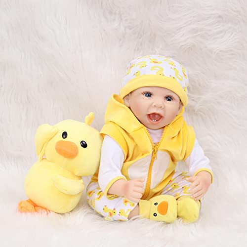 ZIYIUI Bambole Reborn Realistico Vinile Morbido in Silicone Bambole Reborn Maschio Bambole Reborn Toddler Ragazzino Carina Regalo Giocattolo - 55cm 22 pollici - vestiti bambole reborn gratis - immagine 7