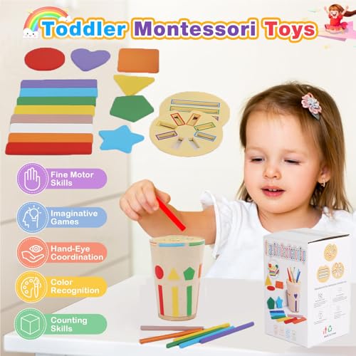 Afufu Legno Colore Forma Ordinamento Giocattoli 12 a 36 Mesi Bambini, Montessori Educativo Apprendimento Gioco Sensoriale, Giochi in Legno Regali per Bambina Bambino - immagine 3