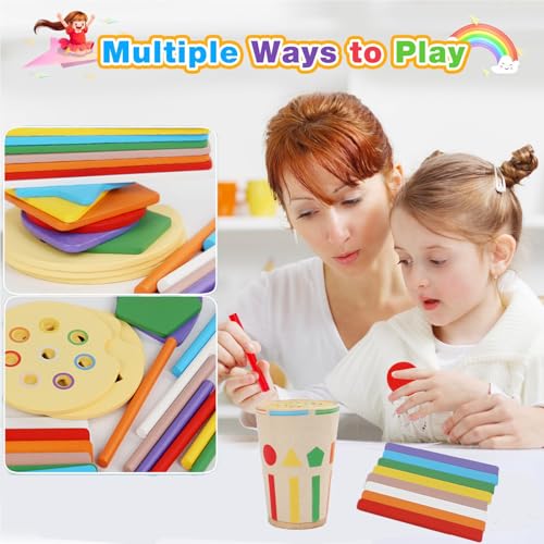 Afufu Legno Colore Forma Ordinamento Giocattoli 12 a 36 Mesi Bambini, Montessori Educativo Apprendimento Gioco Sensoriale, Giochi in Legno Regali per Bambina Bambino - immagine 4
