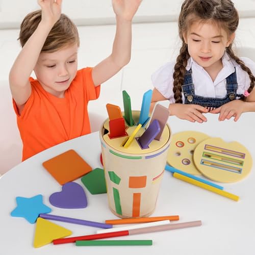 Afufu Legno Colore Forma Ordinamento Giocattoli 12 a 36 Mesi Bambini, Montessori Educativo Apprendimento Gioco Sensoriale, Giochi in Legno Regali per Bambina Bambino - immagine 6