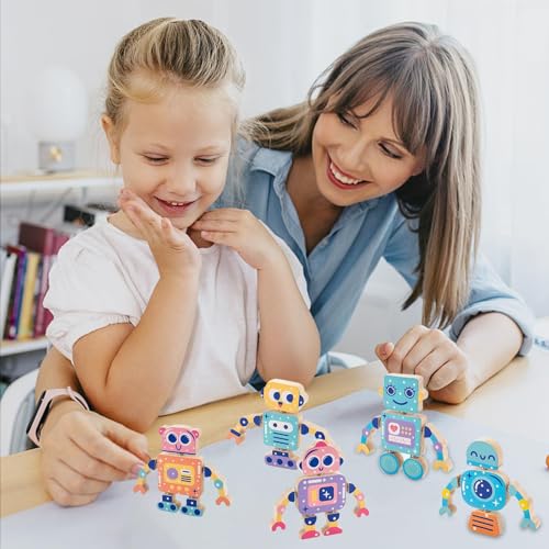 Auirshiky Puzzle Game Robot in Legno 5 Pezzi Blocchi Giochi Montessori Fullware Robot da Montaggio in Legno Fatto A Mano Pratica Giocattolo Educativo Abilità Motorie Attrezzi Giocattolo Bambini - immagine 7