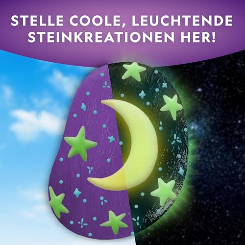 Blue Marble National Geographic Kit di Pittura su Pietre Fosforescente – Kit Creativo per Bambini, Decora 15 Sassi con 15 Colori di Vernice & Altro, attività Artistiche e Manuali - immagine 3