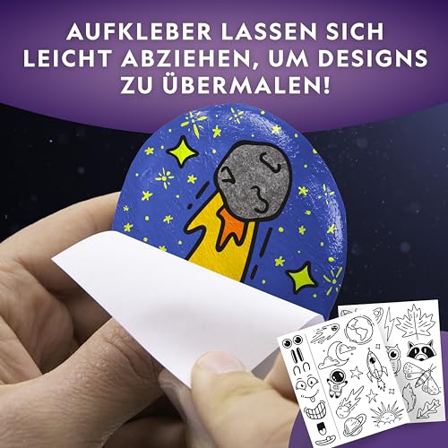 Blue Marble National Geographic Kit di Pittura su Pietre Fosforescente – Kit Creativo per Bambini, Decora 15 Sassi con 15 Colori di Vernice & Altro, attività Artistiche e Manuali - immagine 6