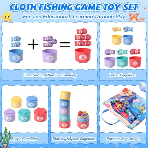 JoyJoyful Giochi Bambini Montessori 1 Anno, Gioco Pesca Morbidi per Bambino 1 Anno, Regali Regalo Bambino 1 Anno, Giochi Educativi 1 Anno, Colorato Gioco Giocattolo Bambini per 6 7 8 9 10 12 Mesi - immagine 3