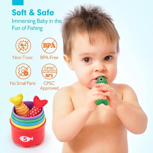 JoyJoyful Giochi Bambini Montessori 1 Anno, Gioco Pesca Morbidi per Bambino 1 Anno, Regali Regalo Bambino 1 Anno, Giochi Educativi 1 Anno, Colorato Gioco Giocattolo Bambini per 6 7 8 9 10 12 Mesi - immagine 4