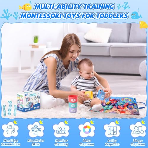 JoyJoyful Giochi Bambini Montessori 1 Anno, Gioco Pesca Morbidi per Bambino 1 Anno, Regali Regalo Bambino 1 Anno, Giochi Educativi 1 Anno, Colorato Gioco Giocattolo Bambini per 6 7 8 9 10 12 Mesi - immagine 5