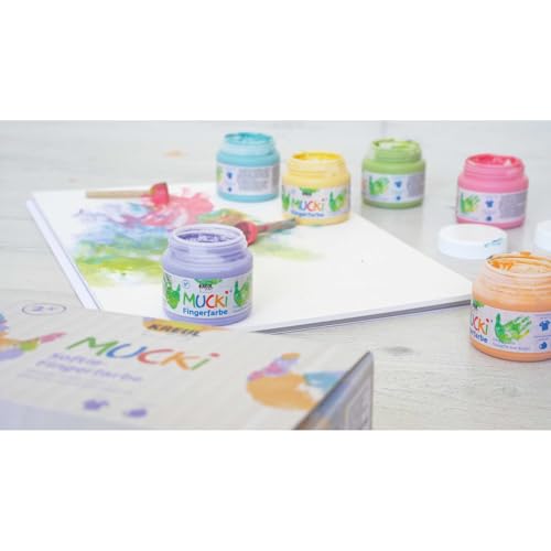 Kreul 2321-Colori Mucki Softie, 6 x 150 ml, Pastello a Base d'Acqua, Colori a Dita per Bambini dai 2 Anni in su, Multicolor - immagine 5
