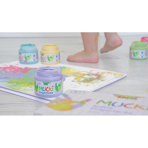 Kreul 2321-Colori Mucki Softie, 6 x 150 ml, Pastello a Base d'Acqua, Colori a Dita per Bambini dai 2 Anni in su, Multicolor - immagine 6