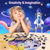 Kulveanju Puzzle Bambini 3 4 5 6 Anni, 128 Pezzi Puzzle da Universo Dirigibile, Grande Circolare Puzzle, Giochi Creativi Puzzle Regalo per Ragazzi e Ragazze 3-7 Anni, 42x42 cm - immagine 10