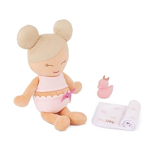 LullaBaby 14-inch Washable Soft Body for Real Water Play – Fair Skin Tone & Blonde Hair – Toddler Toys & Accessories – Kids Ages 2 Years Old & Up – Plush Baby Bath Doll, Multicolore, LBY7254Z
