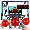 Mini Canestro Basket da Camera Sopra la Porta, 3 Modalità Mini Hoop con 3 Palline, Telecomando, Tabellone Segnapunti, Luce LED, Suoni di Tifo, Gioco Interattivo per Bambini Adulti Stanza Interna