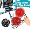 Mini Canestro Basket da Camera Sopra la Porta, 3 Modalità Mini Hoop con 3 Palline, Telecomando, Tabellone Segnapunti, Luce LED, Suoni di Tifo, Gioco Interattivo per Bambini Adulti Stanza Interna - immagine 5