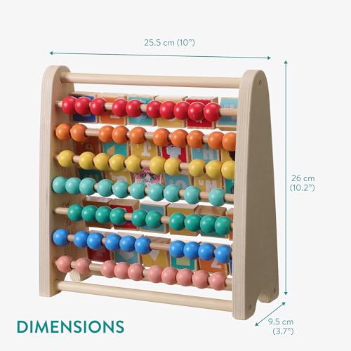 Navaris Abaco Educativo per Bambini - con Alfabeto Inglese Colori Brillanti - Giochi Matematici Scuola Primaria - Pallottoliere Colorato - in Legno Naturale Multicolore - immagine 7