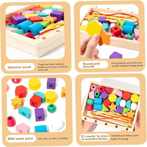 Perline da Infilare Bambini Legno,Giochi da Infilare per Bambini, 2-In-1 Giocattoli Impilabili Und Infilare,Giochi Bambino Forme Colori Geometriche Ordinamento Giocattolo,Giochi Montessori 2 3 4 Anni - immagine 5