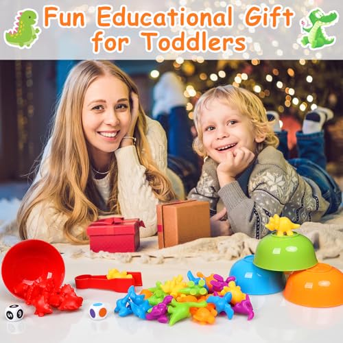SAMISO Giochi Montessori 2 3 4 Anni,48 Pezzi Montessori Giocattolo Educativo,Conteggio degli Dinosauro con Tazze di ordinamento abbinate,Gioco Educativi Colori Ordinamento Giocattoli - immagine 6