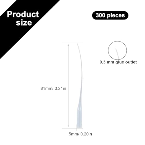 SHENGYIG Micropunte per Colla, 300 Pezzi 0,3 mm Uscita Colla Punte per Bottiglie di Colla, Contagocce di Precisione Micro Punte, per Modellismo DIY Riempiendo Fori Degli Spazi Vuoti - immagine 3