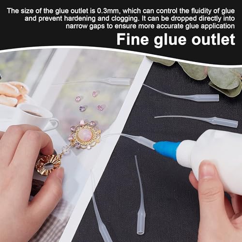 SHENGYIG Micropunte per Colla, 300 Pezzi 0,3 mm Uscita Colla Punte per Bottiglie di Colla, Contagocce di Precisione Micro Punte, per Modellismo DIY Riempiendo Fori Degli Spazi Vuoti - immagine 4