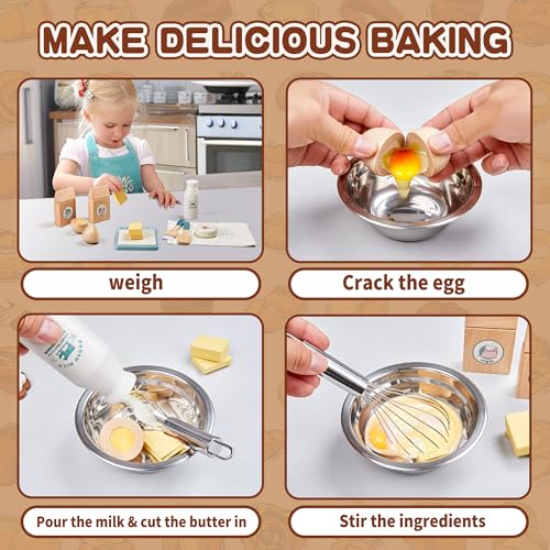 Set di alimenti da gioco in legno per bambini piccoli giocattoli cibo pretend play accessori da cucina con borsa della spesa, taglio cibo giocattolo regalo per ragazzi e ragazze 3 4 5 6 - immagine 5