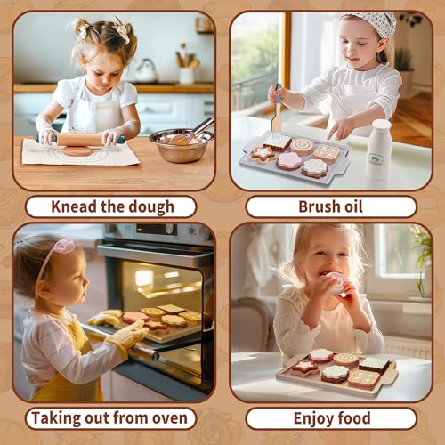 Set di alimenti da gioco in legno per bambini piccoli giocattoli cibo pretend play accessori da cucina con borsa della spesa, taglio cibo giocattolo regalo per ragazzi e ragazze 3 4 5 6 - immagine 6