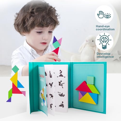 Tangram Bambini,Tangram Magnetico,gioco di puzzle,Giocattolo Educativo Tangram Magnetico,Forme Geometriche Giocattoli Tangram Bambini Giocattolo Forme e Colori di Apprendimento - Bambini 3 4 5 6 Anni - immagine 4
