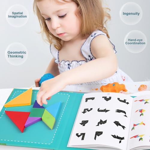 Tangram Bambini,Tangram Magnetico,gioco di puzzle,Giocattolo Educativo Tangram Magnetico,Forme Geometriche Giocattoli Tangram Bambini Giocattolo Forme e Colori di Apprendimento - Bambini 3 4 5 6 Anni - immagine 6