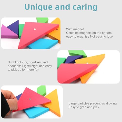 Tangram Bambini,Tangram Magnetico,gioco di puzzle,Giocattolo Educativo Tangram Magnetico,Forme Geometriche Giocattoli Tangram Bambini Giocattolo Forme e Colori di Apprendimento - Bambini 3 4 5 6 Anni - immagine 8