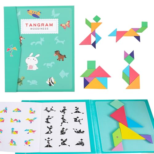 Tangram Bambini,Tangram Magnetico,gioco di puzzle,Giocattolo Educativo Tangram Magnetico,Forme Geometriche Giocattoli Tangram Bambini Giocattolo Forme e Colori di Apprendimento - Bambini 3 4 5 6 Anni