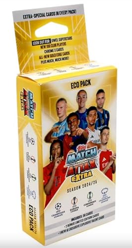 Topps Match Attax EXTRA UEFA Champions League TC 2024/2025 | Eco Pack | 36 carte + carte limitate + Explosive Talent Card | Con protezione spedizione Heartforcards®