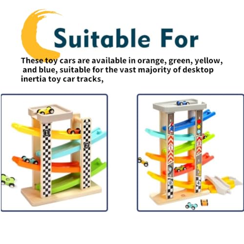 4 Giocattoli Auto in Legno per Pista Rampa Auto Macchinine da Corsa Legno Set Gioco Ricambio per Bimbi Parcheggio sul Tetto e Piste a Zig-Zag Veicoli Colorati e Lisci per Bambini a Partire da 1 Anno - immagine 8