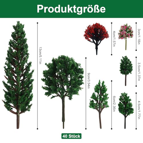 AMANDELIZABE 40 alberi da modellismo (3 – 13 cm), diorama, decorazione in miniatura, accessori per modellismo, accessori da giardino delle fate, animali della foresta, decorazione di compleanno, - immagine 4