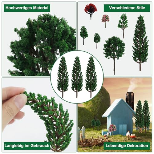 AMANDELIZABE 40 alberi da modellismo (3 – 13 cm), diorama, decorazione in miniatura, accessori per modellismo, accessori da giardino delle fate, animali della foresta, decorazione di compleanno, - immagine 8