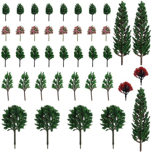 AMANDELIZABE 40 alberi da modellismo (3 – 13 cm), diorama, decorazione in miniatura, accessori per modellismo, accessori da giardino delle fate, animali della foresta, decorazione di compleanno,