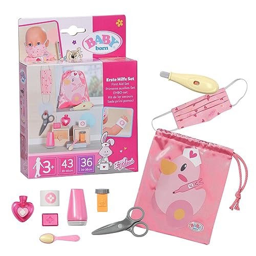 Baby born Kit Pronto Soccorso 834091 - Accessori per bambole Baby born - Include 9 accessori medici per bambole e custodia con coulisse - Adatto per bambini dai 3 anni in su
