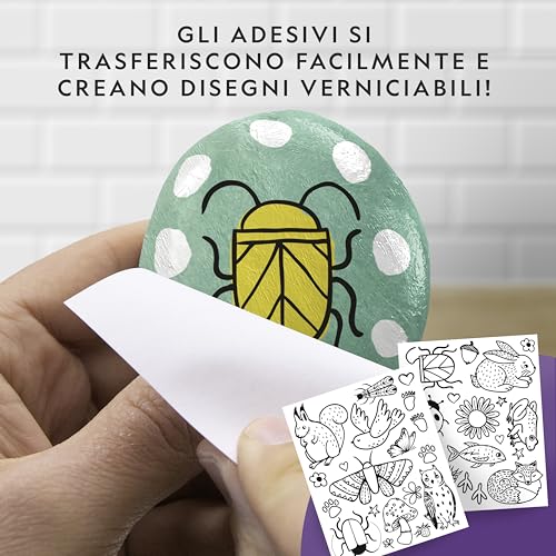 Blue Marble NATIONAL GEOGRAPHIC Kit per Dipingere i Sassi – Set di Attività Creative per Bambini, Decora 15 Sassi con 10 Colori e Accessori - immagine 8