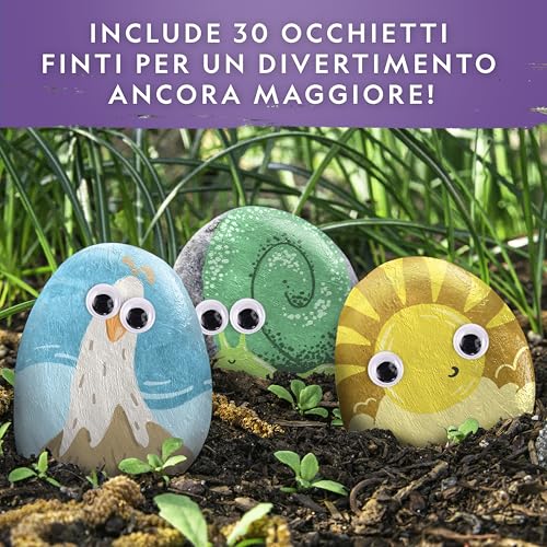 Blue Marble NATIONAL GEOGRAPHIC Kit per Dipingere i Sassi – Set di Attività Creative per Bambini, Decora 15 Sassi con 10 Colori e Accessori - immagine 9
