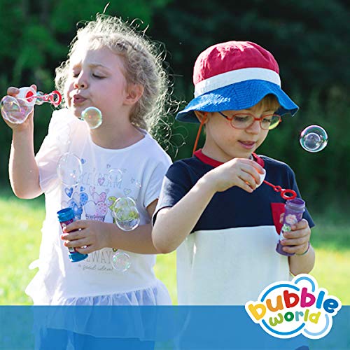 Bubble World - Party Bubbles - Bolle di Sapone - Confezione da 24pz - Tubetti monocolore e soffiatore integrato - Made in Italy - immagine 5