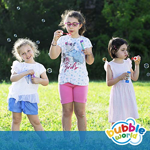 Bubble World - Party Bubbles - Bolle di Sapone - Confezione da 24pz - Tubetti monocolore e soffiatore integrato - Made in Italy - immagine 7